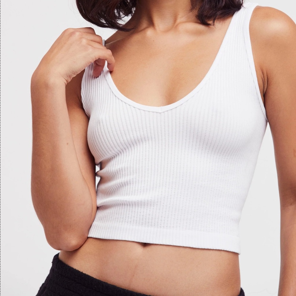 Free People Ribbed White Tank